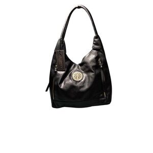 Deluxity Los Angeles Black Vegan Leather Hobo Bag - Gold Tree Logo - Multi-Zip